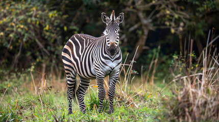 Grevys Zebra standing on a grass at Lake 