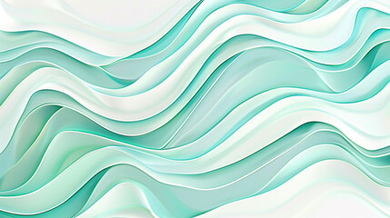 Mint, teal, aquamarine waves evoke tropical waters, fresh on white canvas.