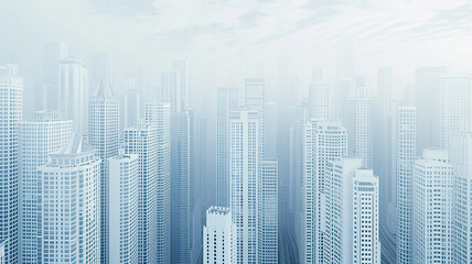 Hazy light urban landscape, background image of the city's skyscrapers, top view