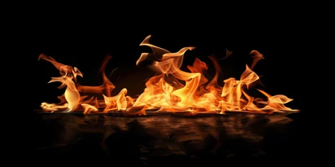 Foto op Canvas Fire flame on a black background. AI generative © tiena