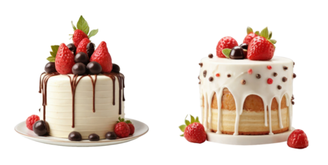 set of cake isolated on transparent background