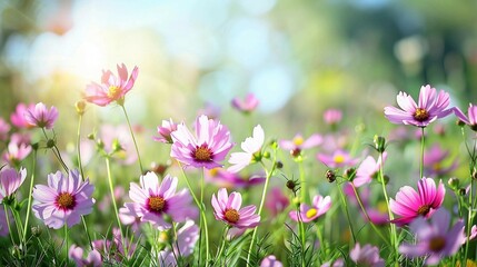 Fototapeta premium Nature background with wild flowers