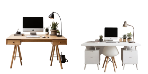 set of desk isolated on transparent background