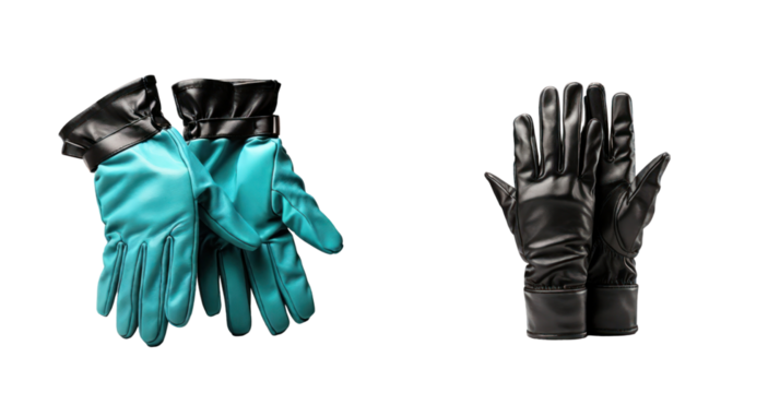 set of gloves isolated on transparent background