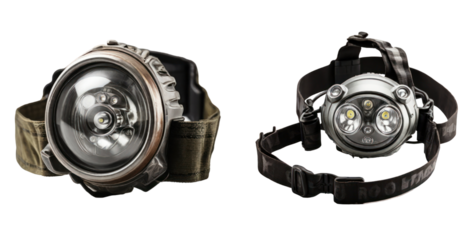 set of headlamp isolated on transparent background