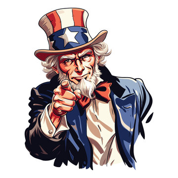 Uncle Sam happy 4th of July celebration parade, independance day, transparant PNG