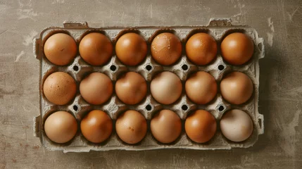 Fotobehang A Carton of Fresh Eggs © MP Studio