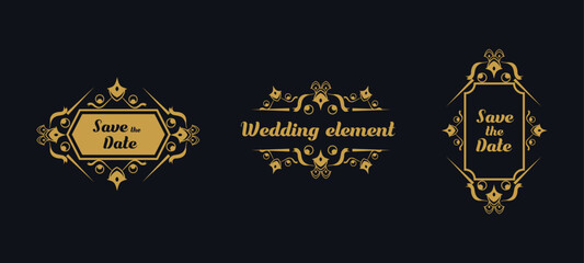 Frame wedding collection with vintage luxury ornament concept