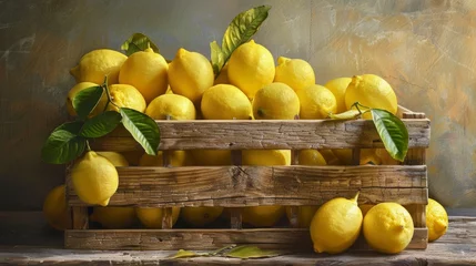 Fotobehang A Crate of Fresh Lemons © MP Studio