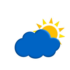 Fototapeta premium sun behind cloud over blue sky. Sun. Cloud. Icon. Logo.