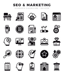 Set of SEO & Marketing Icons Lineal Filled icons collection. - obrazy, fototapety, plakaty