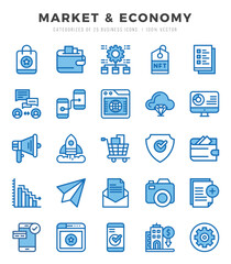 Set of Market & Economy Icons. Simple line art style icons pack.