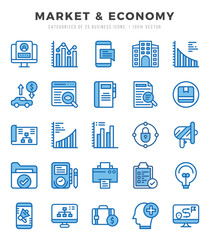 Set of Market & Economy Icons Two Color icons collection.