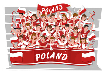 Soccer fans cheering. poland team. - 786040876