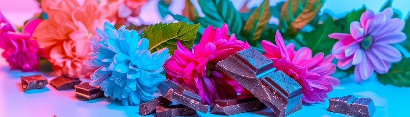 Chocolate garden party, cocoascented flowers, nature and nibbles  916  - obrazy, fototapety, plakaty