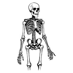 Skeleton. Line art. Logo design for use in graphics. T-shirt print, tattoo design. Minimalist illustration for printing on wall decorations. Generated by Ai