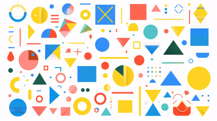 Bright abstract geometric shapes on a white background