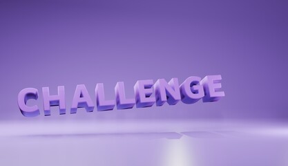 3D Illustration of challenge title in purple background - obrazy, fototapety, plakaty