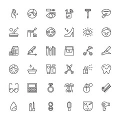 Fototapeta premium Beauty Care Thin Icon Set.