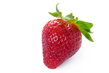 Ripe, organic strawberry on white background.