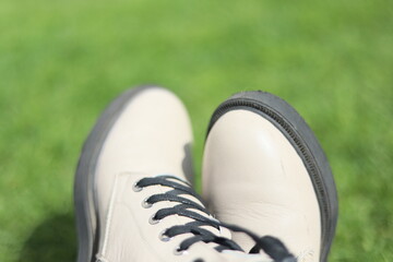 pair of shoes on grass