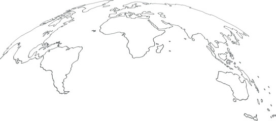World map outline in high detailed resolution. Vector Illustration