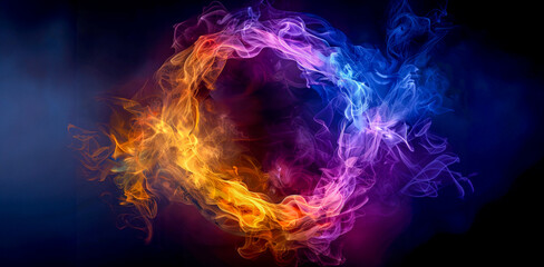 A colorful fire with orange and blue flames