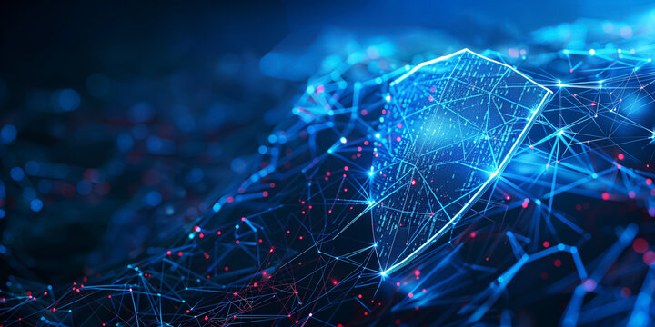 Network defense abstract illustration with a vibrant shield.