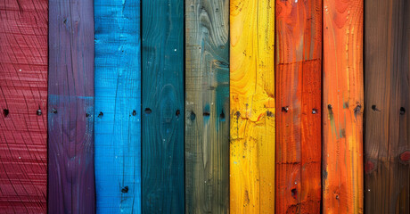 A colorful wooden board with a rainbow of colors