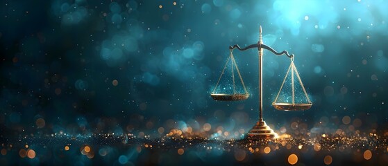 A Balance of Justice Amidst Ethical AI. Concept AI Ethics, Justice, Technology, Ethical Dilemmas, Legal Frameworks - obrazy, fototapety, plakaty