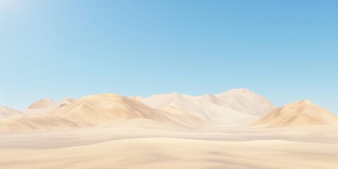 The serene beauty of endless desert dunes under a clear sky evokes a sense of peaceful isolation and natural simplicity
