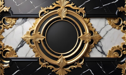 Luxury black and gold framele background . mandala