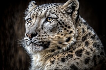 Portrait of a snow leopard, Panthera uncia.