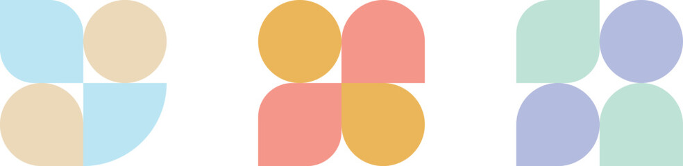 Set of mixed colour artwork posters inspired postmodern of vector abstract dynamic symbols with bold geometric shapes, useful for web , poster art design, magazine front page, hi-tech print, cover