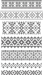 set of seamless geometrical borders, embroidery cross, vector

