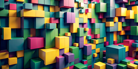 patterns, , cubes, rectangles, stage, wallpaper in 3D style, colors, shapes, graphics, design, illustration, minimalism, generated AI, texture, AI generation, texture, 3D, graphics, design, wallpaper, - obrazy, fototapety, plakaty