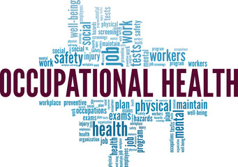 Occupational Health word cloud conceptual design isolated on white background.