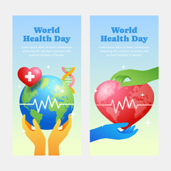 World health day cartoon banner set - 786051094