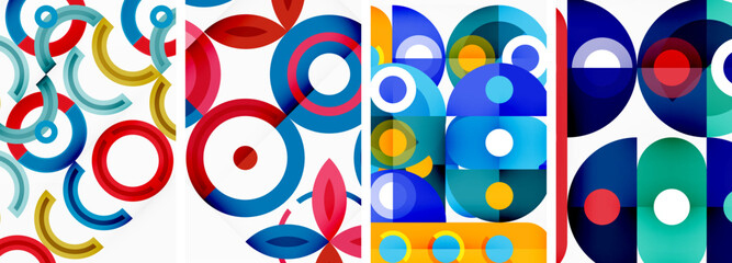 A vibrant piece of art featuring colorful circles and dots on a white background, creating an electric blue pattern. This illustration showcases the beauty of visual arts and painting