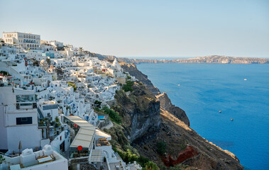 Panoramic view of Fira, Santorini, Cyclades Islands, Greece - obrazy, fototapety, plakaty