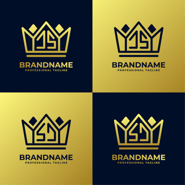 Letters JS and SJ Home King Logo Set, suitable for business with JS or SJ initials