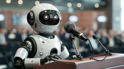Fototapeta premium Robotic Journalist Reporting the Latest News with Speed and Precision