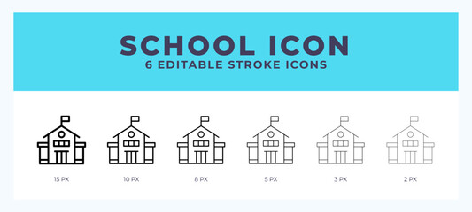 School vector icon. With different stroke vector illustration.