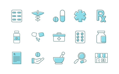 Tablet Pill Medicine and Healthcare Icons
