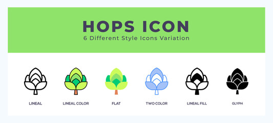 Hops pack of icons. vector illustration.