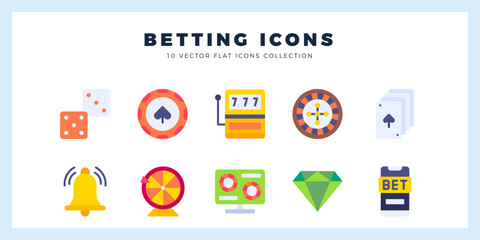 10 Betting Flat icon pack. vector illustration.
