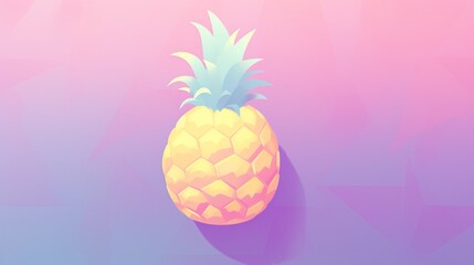 Creative pineapple, single in watercolor, gentle morning light, direct view, vibrant,cute, elegant, fantasy, sharpen, graphic design, illustration - obrazy, fototapety, plakaty