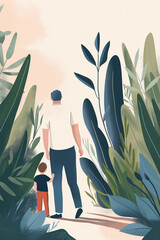 Father’s day celebration creative illustration background. Greeting card for a dad to his birthday or international Father’s Day. Holiday of all father’s of the world.