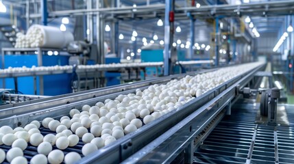 State of the art egg sorting machine at a modern commercial egg production facility