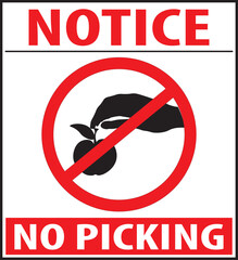 No picking allowed sign vector.eps